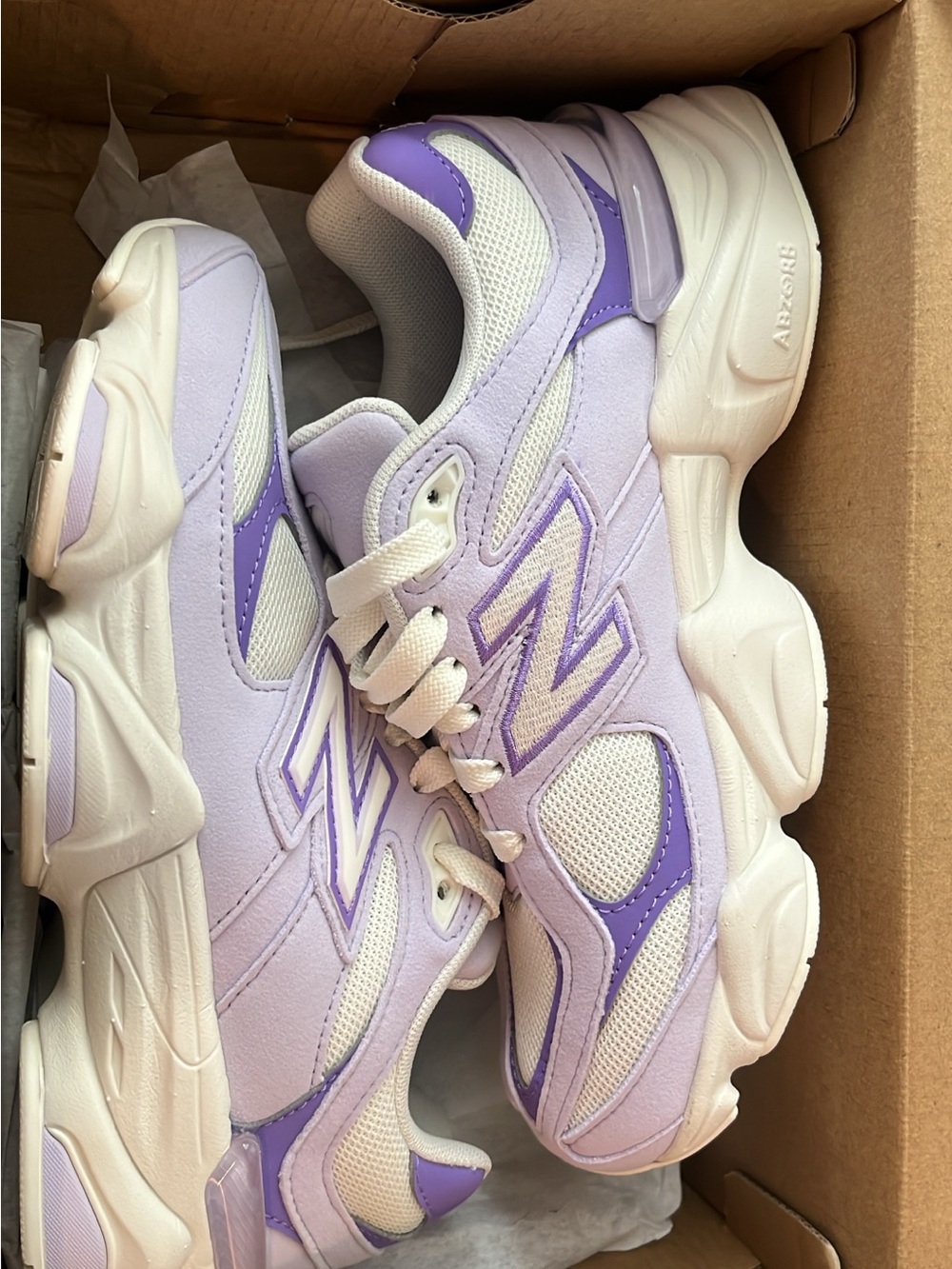 New Balance Women's Lavender & White Mesh Suede Athletic Sneakers